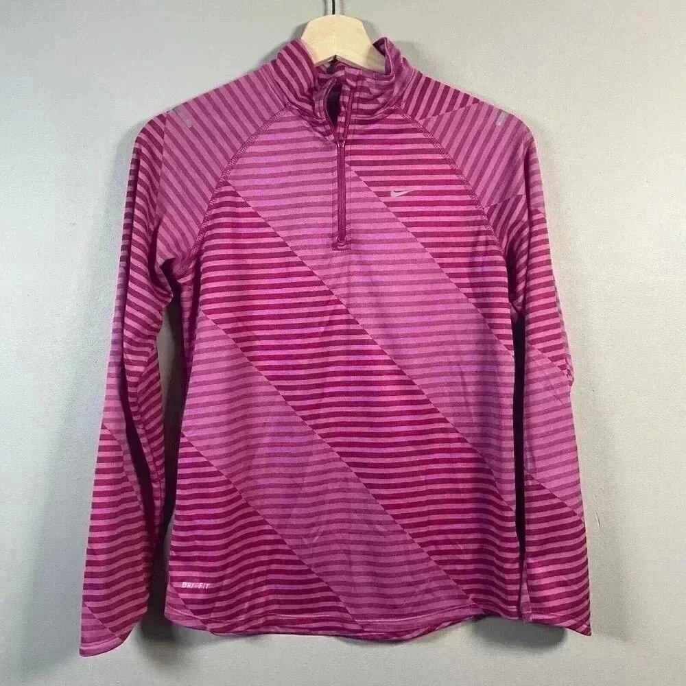 Nike Dri-Fit Pink Running 1/4 Zip Pullover Girls Size XL Fuchsia Athletic Run